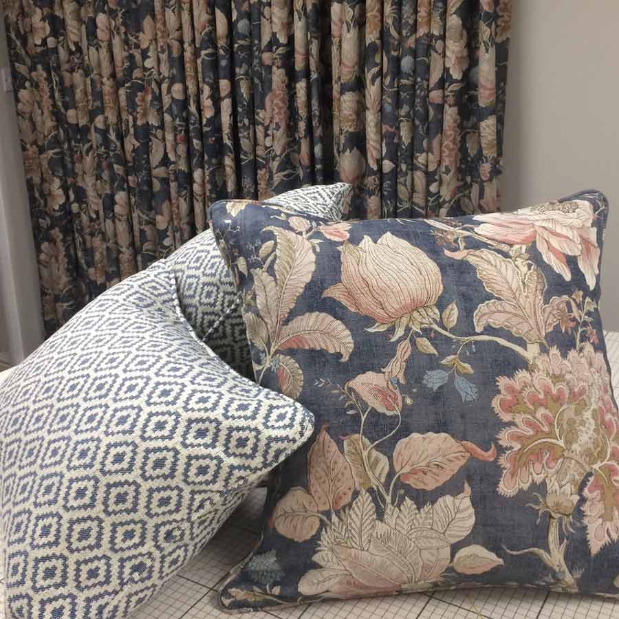 Geometric Meets Floral - On Trend Sitting Room Curtains and Cushions