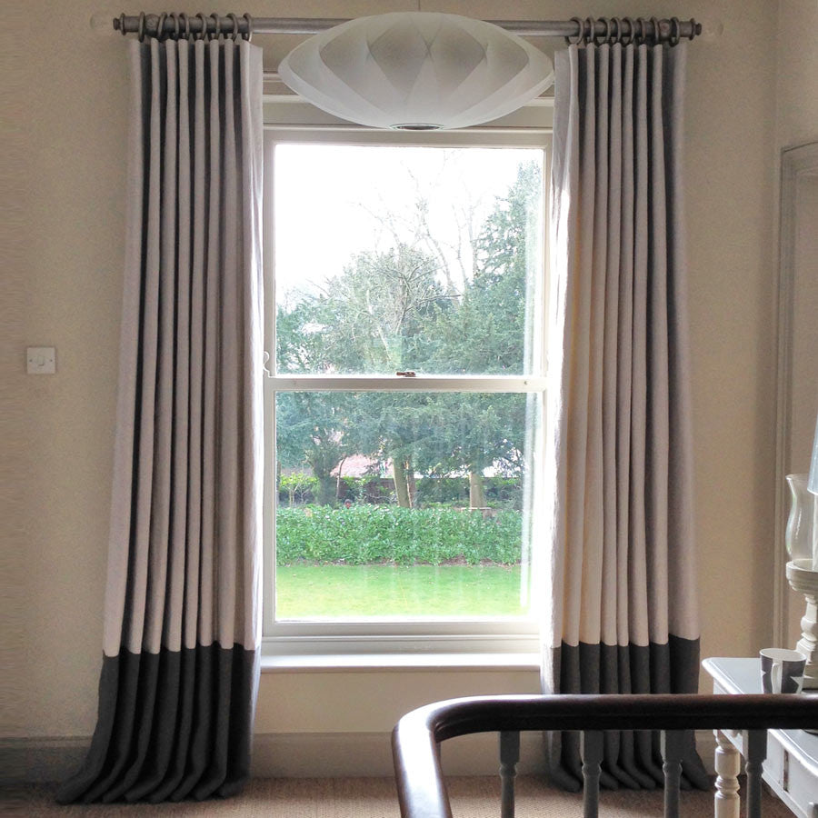 Full Length Cartridge Pleat Curtains with Deep Contrast Border