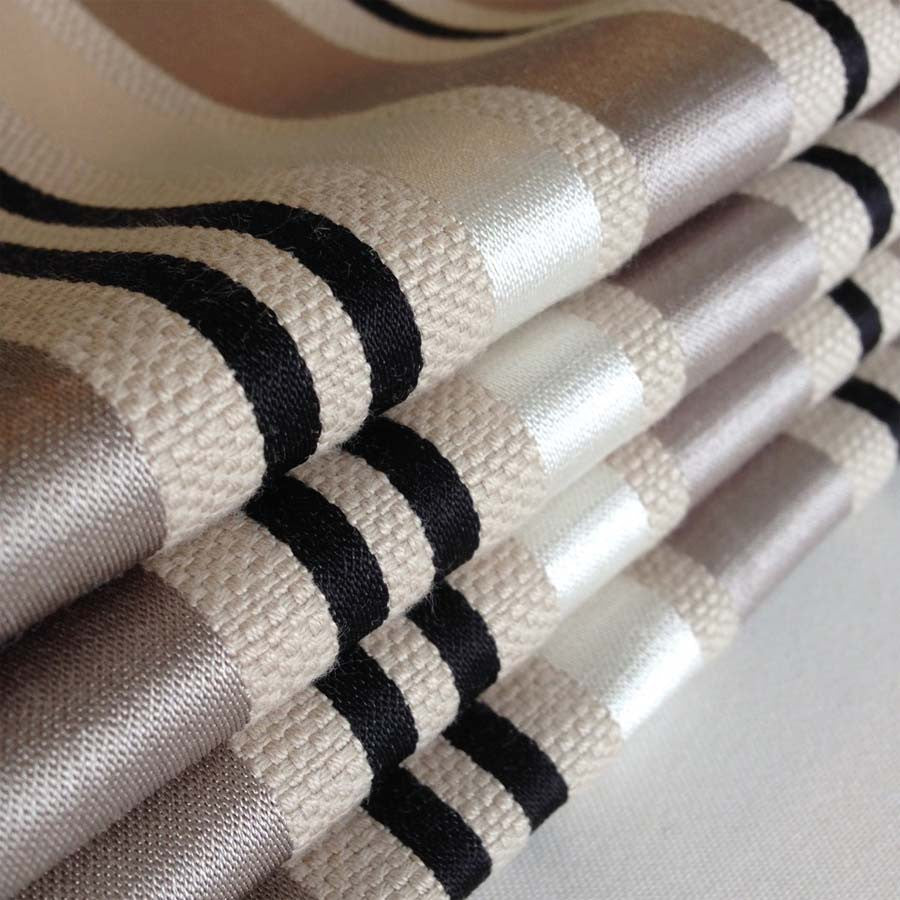 Charcoal and Silver Striped Roman Blinds - with a little bit of shine!